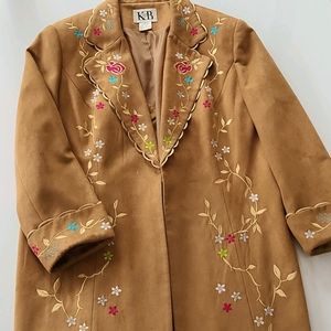 Vintage Stella Louise for KB Faux Suede Foral Suit Coat Size 22w